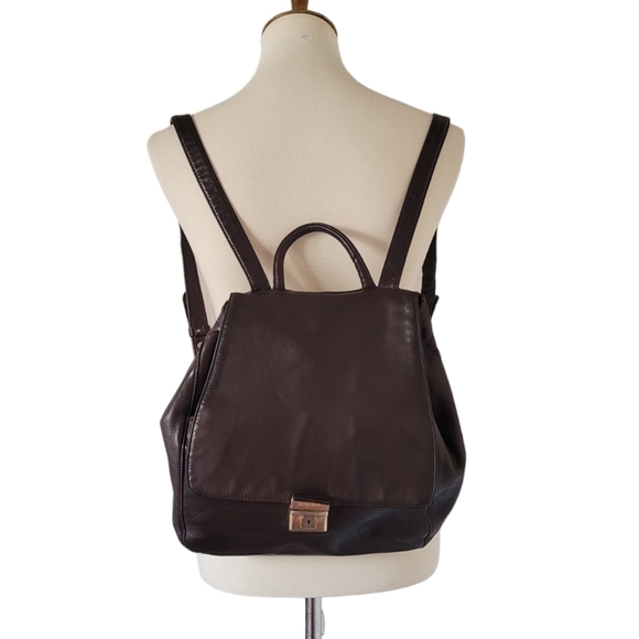 Perlina 90\'s Chocolate Brown‎ Leather Backpack